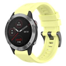 Per Garmin Fenix 6 GPS cinturino per orologio a sgancio rapido in silicone con fibbia nera tinta unita (giallo)