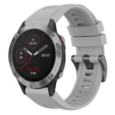 Per Garmin Fenix 6 GPS cinturino per orologio a sgancio rapido in silicone con fibbia nera tinta unita (grigio)