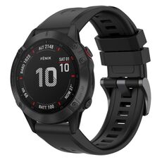 Per Garmin Fenix 6 Pro GPS cinturino in silicone a sgancio rapido con fibbia nera in tinta unita (nero)