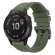 Per Garmin Fenix 6 Pro GPS cinturino in silicone a sgancio rapido con fibbia nera in tinta unita (verde scuro)