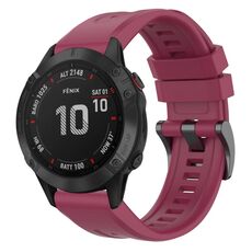 Per Garmin Fenix 6 Pro GPS cinturino in silicone a sgancio rapido con fibbia nera in tinta unita (vino rosso)