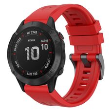 Per Garmin Fenix 6 Pro GPS cinturino in silicone a sgancio rapido con fibbia nera in tinta unita (rosso)