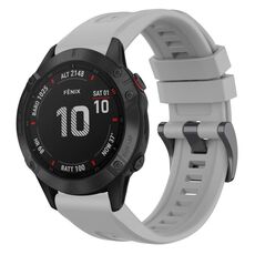 Per Garmin Fenix 6 Pro GPS cinturino in silicone a sgancio rapido con fibbia nera in tinta unita (grigio)
