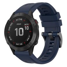 Per Garmin Fenix 6 Pro GPS cinturino in silicone a sgancio rapido con fibbia nera in tinta unita (blu scuro)