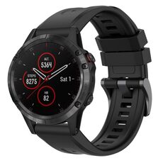Per Garmin Fenix 5 / Fenix 5 Plus Cinturino per orologio a sgancio rapido in silicone con fibbia nera tinta unita (nero)
