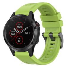 Per Garmin Fenix 5 / Fenix 5 Plus Cinturino per orologio a sgancio rapido in silicone con fibbia nera tinta unita (verde lime)