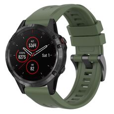 Per Garmin Fenix 5 / Fenix 5 Plus Cinturino per orologio a sgancio rapido in silicone con fibbia nera tinta unita (verde scuro)