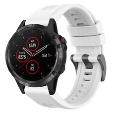 Per Garmin Fenix 5 / Fenix 5 Plus Cinturino per orologio a sgancio rapido in silicone con fibbia nera tinta unita (bianco)