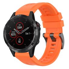 Per Garmin Fenix 5 / Fenix 5 Plus Cinturino per orologio a sgancio rapido in silicone con fibbia nera tinta unita (arancione)