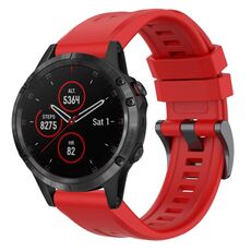 Per Garmin Fenix 5 / Fenix 5 Plus Cinturino per orologio a sgancio rapido in silicone con fibbia nera tinta unita (rosso)