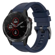 Per Garmin Fenix 5 / Fenix 5 Plus Cinturino per orologio a sgancio rapido in silicone con fibbia nera tinta unita (blu scuro)