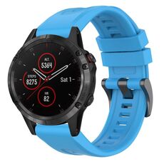 Per Garmin Fenix 5 / Fenix 5 Plus cinturino per orologio a sgancio rapido in silicone con fibbia nera tinta unita (blu cielo)