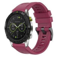 Per Garmin MARQ cinturino per orologio a sgancio rapido in silicone con fibbia nera tinta unita (vino rosso)