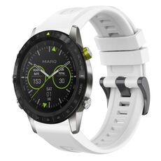 Per Garmin MARQ cinturino per orologio a sgancio rapido in silicone con fibbia nera tinta unita (bianco)
