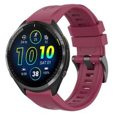 Per Garmin Forerunner 965/955/945/935 cinturino per orologio a sgancio rapido in silicone con fibbia nera in tinta unita (vino rosso)