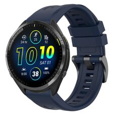 Per Garmin Forerunner 965/955/945/935 cinturino per orologio a sgancio rapido in silicone con fibbia nera in tinta unita (blu scuro)