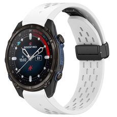 Per cinturino in silicone con fibbia pieghevole magnetica per Garmin Descent MK3i 43mm 20mm (bianco)