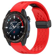 Per cinturino in silicone con fibbia pieghevole magnetica per Garmin Descent MK3i 43mm 20mm (rosso)