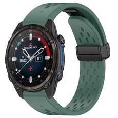 Per cinturino in silicone con fibbia pieghevole magnetica per Garmin Descent MK3i 43mm 20mm (verde scuro)