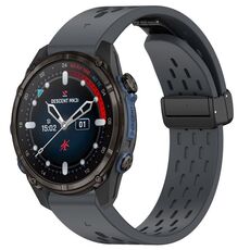 Per cinturino in silicone con fibbia pieghevole magnetica per Garmin Descent MK3i 43mm 20mm (grigio scuro)