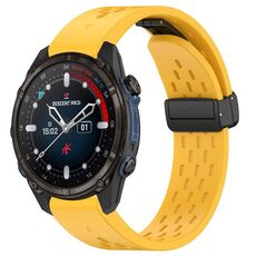 Per cinturino in silicone con fibbia pieghevole magnetica per Garmin Descent MK3i 43mm 20mm (giallo)