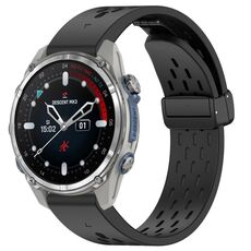 Per cinturino in silicone con fibbia pieghevole magnetica per Garmin Descent MK3 43mm 20mm (nero)