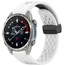 Per cinturino in silicone con fibbia pieghevole magnetica per Garmin Descent MK3 43mm 20mm (bianco)