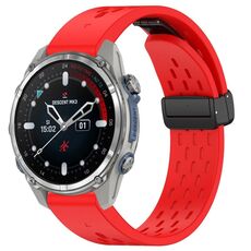 Per Garmin Descent MK3 43 mm 20 mm fori cinturino orologio in silicone con fibbia pieghevole magnetica (rosso)