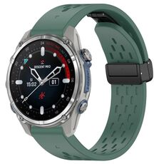 Per cinturino in silicone con fibbia pieghevole magnetica per Garmin Descent MK3 43mm 20mm (verde scuro)