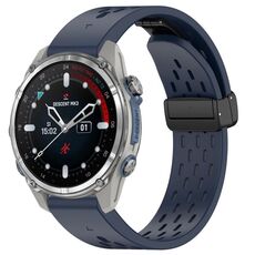 Per Garmin Descent MK3 43 mm 20 mm fori cinturino orologio in silicone con fibbia pieghevole magnetica (mezzanotte)