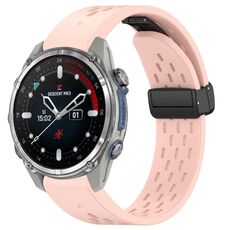 Per cinturino in silicone con fibbia pieghevole magnetica per Garmin Descent MK3 43mm 20mm (rosa)