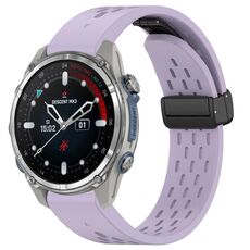 Per Garmin Descent MK3 43 mm 20 mm fori cinturino in silicone con fibbia pieghevole magnetica (viola)