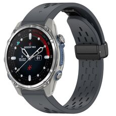 Per cinturino in silicone con fibbia pieghevole magnetica per Garmin Descent MK3 43mm 20mm (grigio scuro)