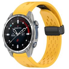 Per cinturino in silicone con fibbia pieghevole magnetica per Garmin Descent MK3 43mm 20mm (giallo)