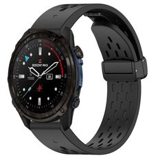 Per Garmin Descent MK3i / MK3 51mm 26mm Fori Cinturino in silicone con fibbia pieghevole magnetica (Nero)
