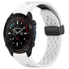 Per Garmin Descent MK3i / MK3 51 mm 26 mm fori cinturino in silicone con fibbia pieghevole magnetica (bianco)