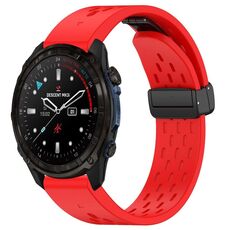Per Garmin Descent MK3i / MK3 51mm 26mm Fori Cinturino orologio in silicone con fibbia pieghevole magnetica(Rosso)