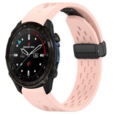Per Garmin Descent MK3i / MK3 51 mm 26 mm fori cinturino orologio in silicone con fibbia pieghevole magnetica (rosa)