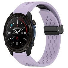 Per Garmin Descent MK3i / MK3 51 mm 26 mm fori cinturino orologio in silicone con fibbia pieghevole magnetica (viola)
