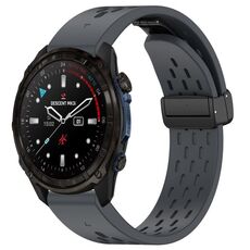 Per Garmin Descent MK3i / MK3 51mm 26mm Fori Cinturino in silicone con fibbia pieghevole magnetica (Grigio scuro)