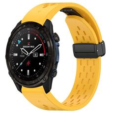 Per Garmin Descent MK3i / MK3 51mm 26mm Fori Cinturino magnetico in silicone con fibbia pieghevole (Giallo)