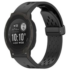 Per cinturino in silicone con fibbia pieghevole magnetica con fori da 22 mm Garmin Instinct 2 / Instinct (nero)