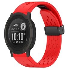 Per cinturino in silicone con fibbia pieghevole magnetica con fori da 22 mm Garmin Instinct 2 / Instinct (rosso)