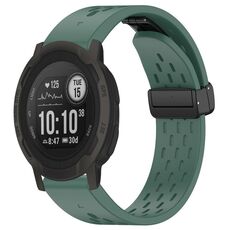 Per cinturino in silicone con fibbia pieghevole magnetica con fori da 22 mm Garmin Instinct 2 / Instinct (verde scuro)
