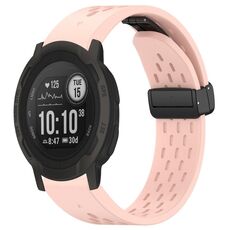 Per cinturino in silicone con fibbia pieghevole magnetica con fori da 22 mm Garmin Instinct 2 / Instinct (rosa)