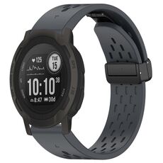 Per cinturino in silicone con fibbia pieghevole magnetica con fori da 22 mm per Garmin Instinct 2 / Instinct (grigio scuro)