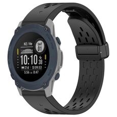 Per cinturino in silicone con fibbia pieghevole magnetica con fori da 22 mm Garmin Descent G1 (nero)