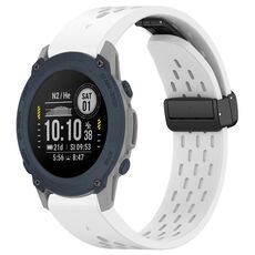 Per cinturino in silicone con fibbia pieghevole magnetica con fori da 22 mm per Garmin Descent G1 (bianco)