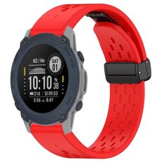 Per cinturino in silicone con fibbia pieghevole magnetica con fori da 22 mm Garmin Descent G1 (rosso)
