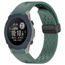 Per cinturino in silicone con fibbia pieghevole magnetica con fori da 22 mm Garmin Descent G1 (verde scuro)